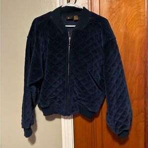 Vintage LizSport Navy Blue Quilted Bomber Jacket